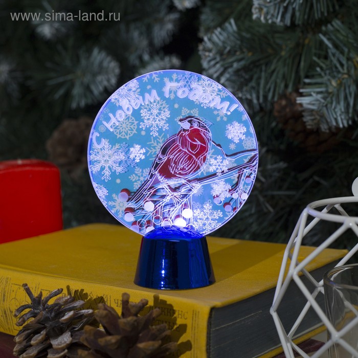 фото Подставка с динамикой "снегирь", 11.5 см, (батарейки в компл.), 2 led, белый luazon lighting