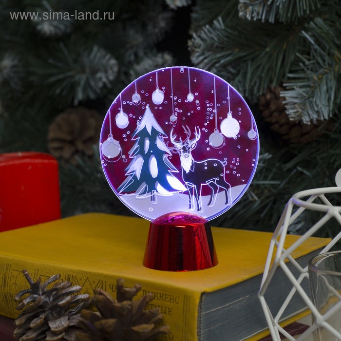 фото Подставка с динамикой "олень", 11.5 см, (батарейки в компл.), 2 led, белый luazon lighting