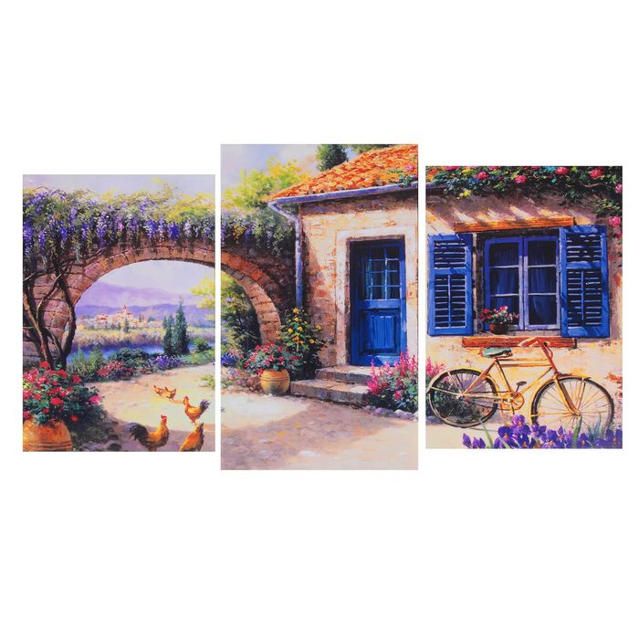 Модульная картина на подрамнике "Дворик", 100×53 см