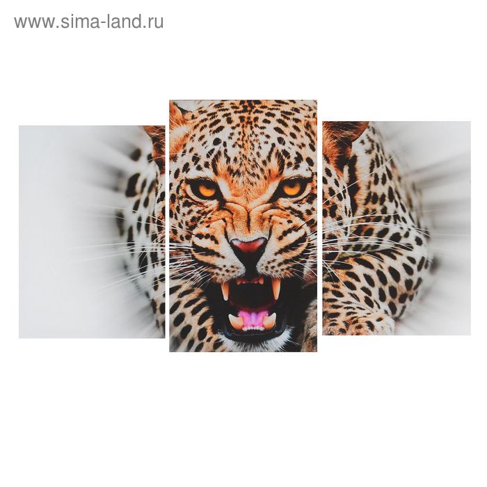 Модульная картина на подрамнике Хищник (2-31х44; 1-31х51) 93х51 см сюжет картина модульная на подрамнике бенгальский тигр 2 30х45 1 29 5х69 1 34х69