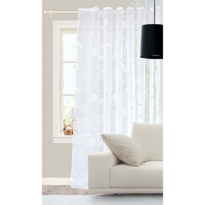 Штора "Хризантема" 300х260 см, шт.лента,белый, 53 гр/м2, п/э 100%