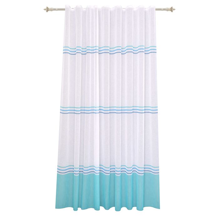 Штора "Полоска" 300х260 см, шт.лента,бирюзовый, 76 гр/м2, п/э 100%