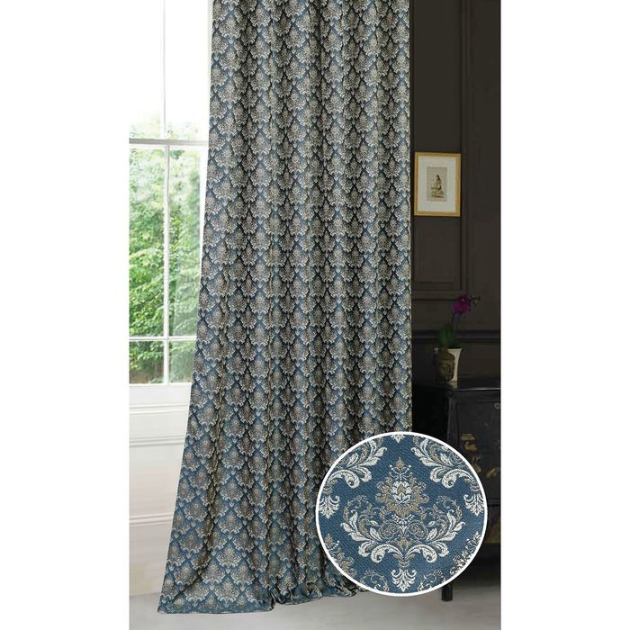 Штора "Коронка" 200х260 см, шт.лента,жаккард, серо-голубой, 205 гр/м2, п/э 100%