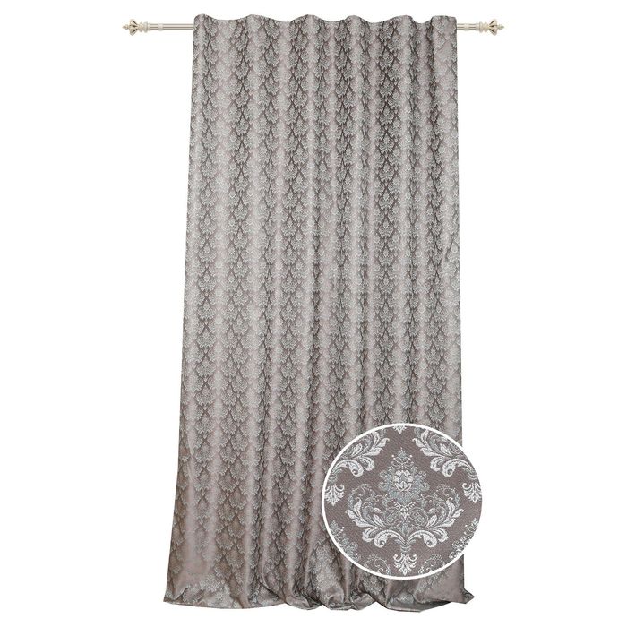 Штора "Коронка" 200х260 см, шт.лента,жаккард, бирюзово-бежевый, 205 гр/м2, п/э 100%