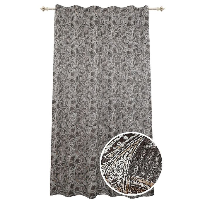 Штора "Огурцы" 200х260 см, шт.лента,жаккард, коричневый, 205 гр/м2, п/э 100%