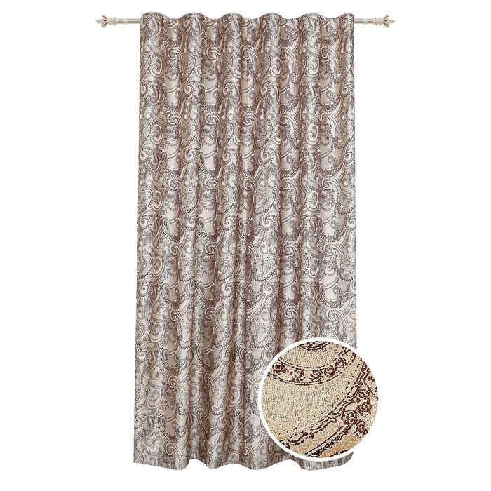 Штора "Огурцы" 200х260 см, шт.лента,жаккард, коричнево-золотой, 205 гр/м2, п/э 100%