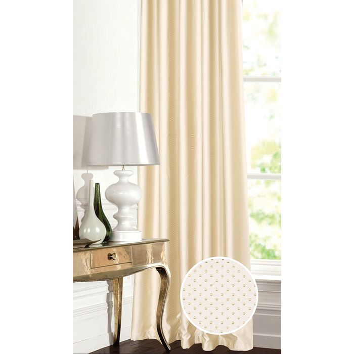 Штора "Горошек" 200х260 см, шт.лента,жаккард, молочный, 205 гр/м2, п/э 100%