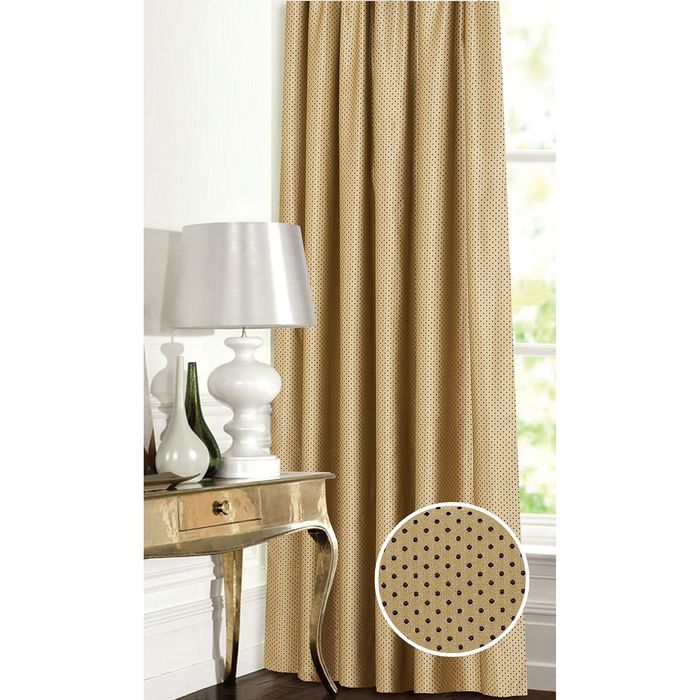 Штора "Горошек" 200х260 см, шт.лента,жаккард, коричнево-золотой, 205 гр/м2, п/э 100%