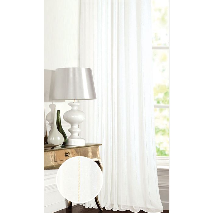 Штора Батист "Полоска", 300х260 см, шт.лента,молочный, п/э 100%