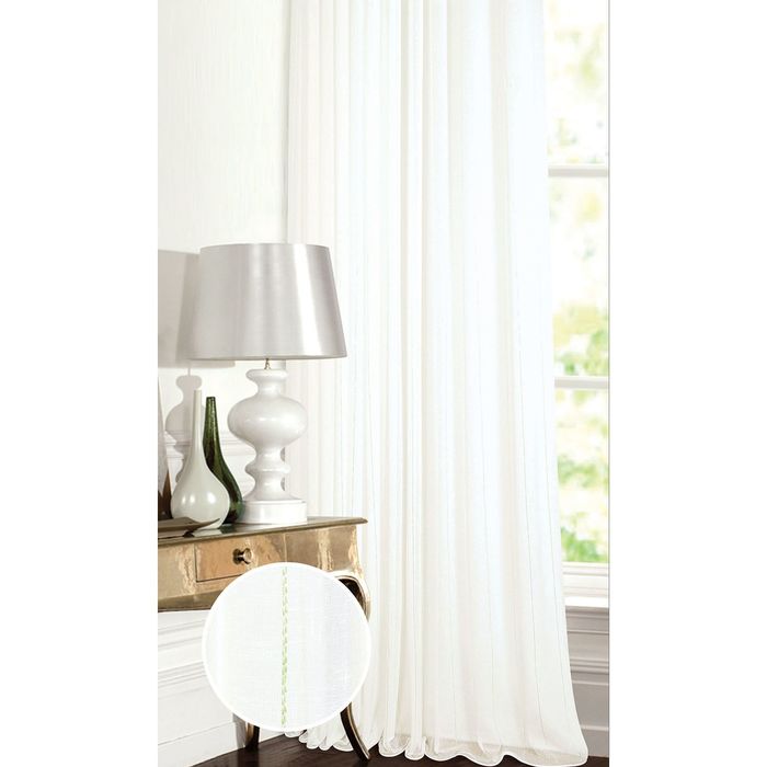 Штора Батист "Полоска", 300х260 см, шт.лента,зеленый, п/э 100%