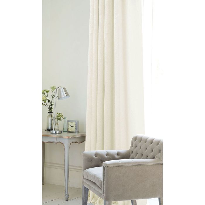 Штора "Фентези" однотонная, 200х260 см, шт.лента, лен,молочный, п/э 100%