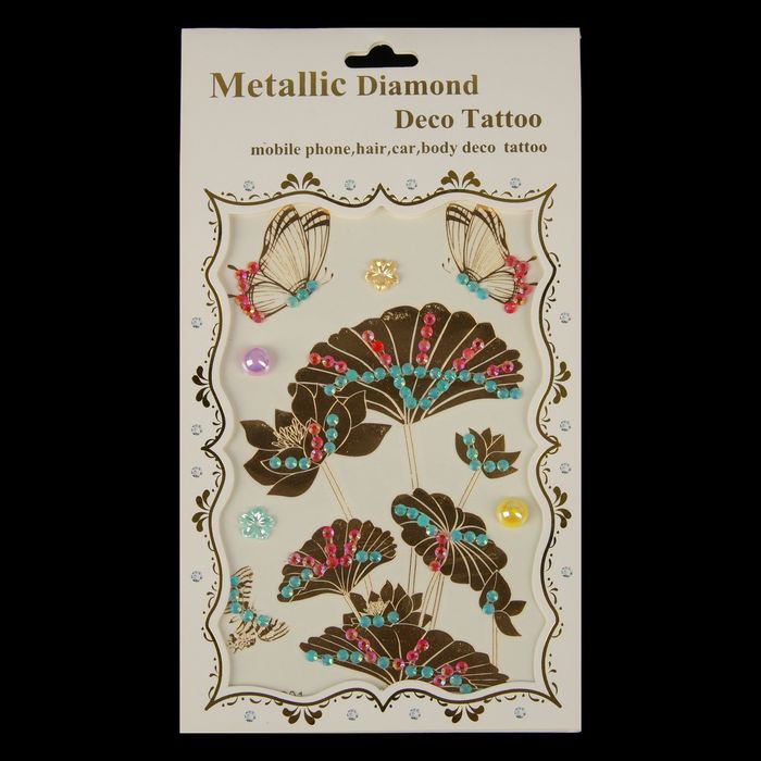 Наклейка пластик стразы "Лотосы" МИКС 19,5х10,5 см