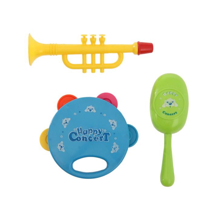 Набор музыкальных инструментов: бубен, маракас, труба МИКС