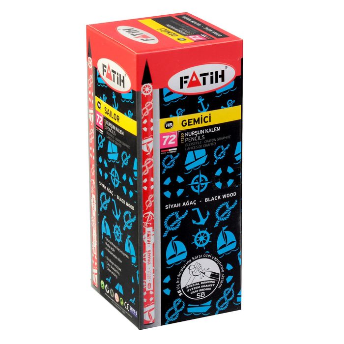 Карандаш чернографитный дизайн Fatih HB черное дерево SAILOR круглый, микс*4 вида 17320