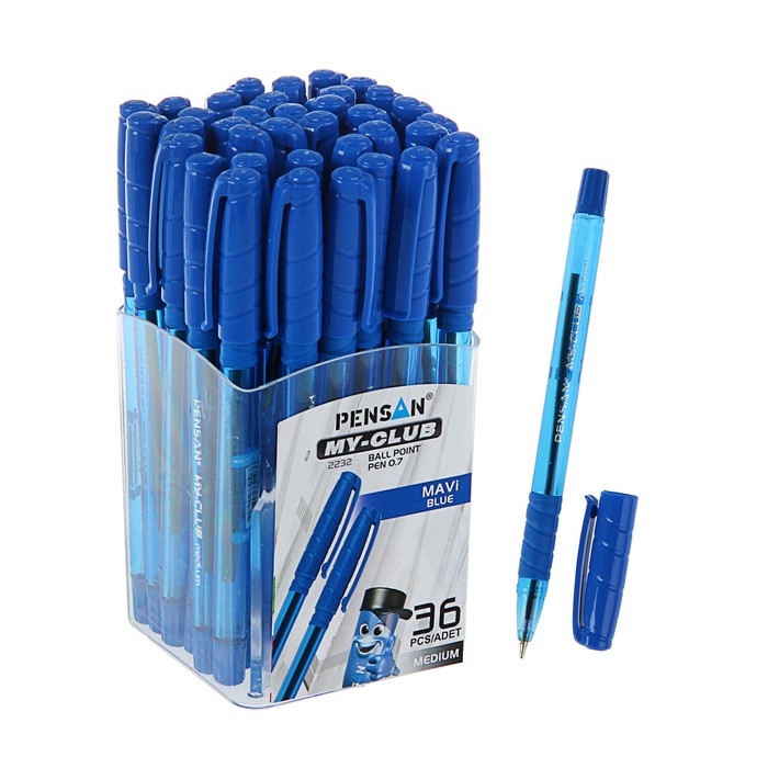 Ручка шариковая Pensan My-Club 2232 Medium, резиновый упор, узел 0.7 мм, синий