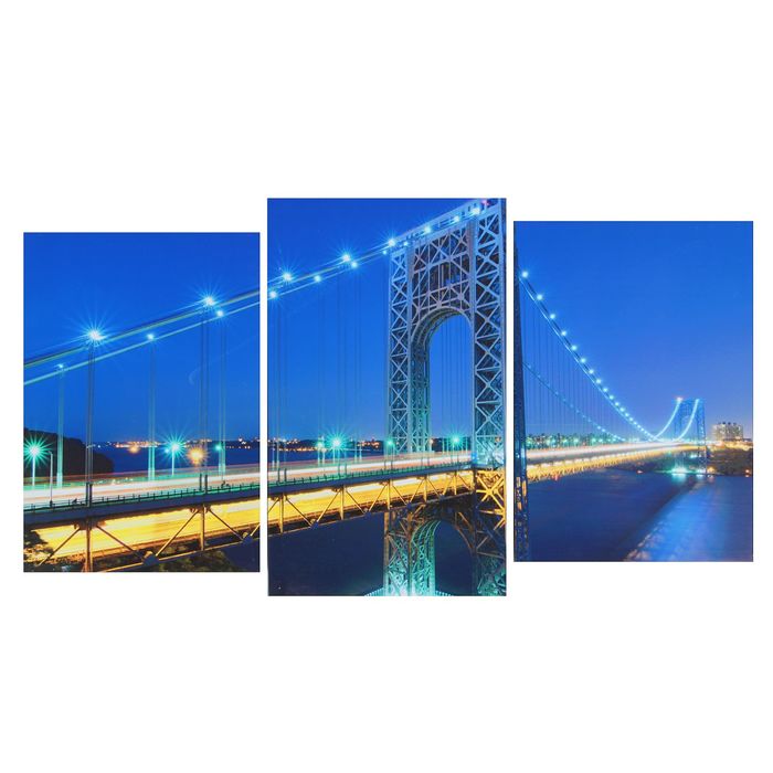 Модульная картина на подрамнике "Ночной мост", 100×53 см