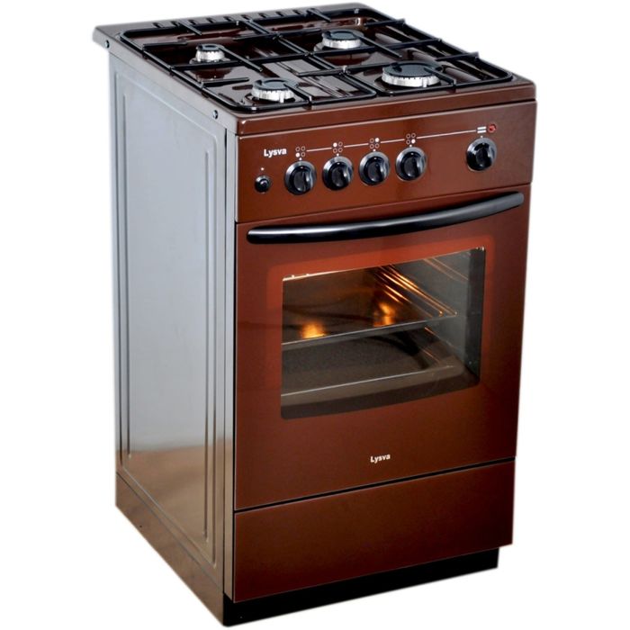 Плита газовая "Лысьва" ГП 400 М2С-2у, со стеклянной крышкой, коричневая