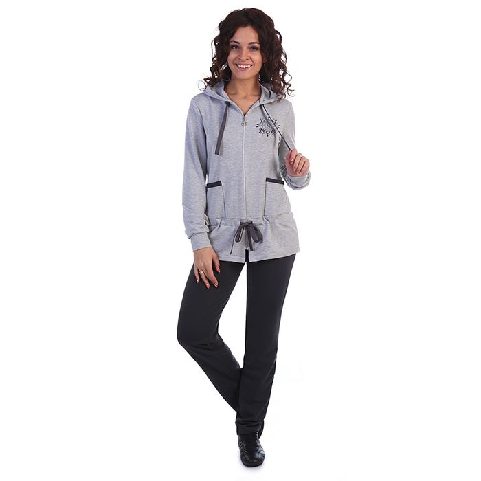 Комплект женский (толстовка, брюки) Патрисия цвет серый меланж, р-р 50