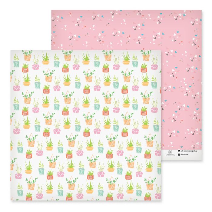 Бумага для скрапбукинга "Горшечные цветы", 30.5х30.5 см