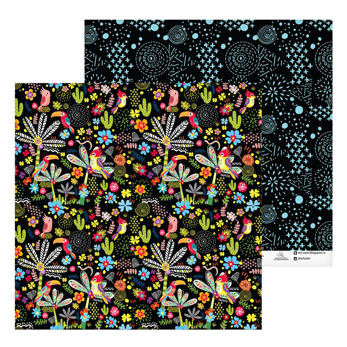 Бумага для скрапбукинга "Райские птички", 30.5х30.5 см