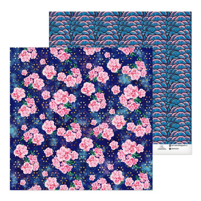 Бумага для скрапбукинга "Розовая гортензия", 30.5х30.5 см