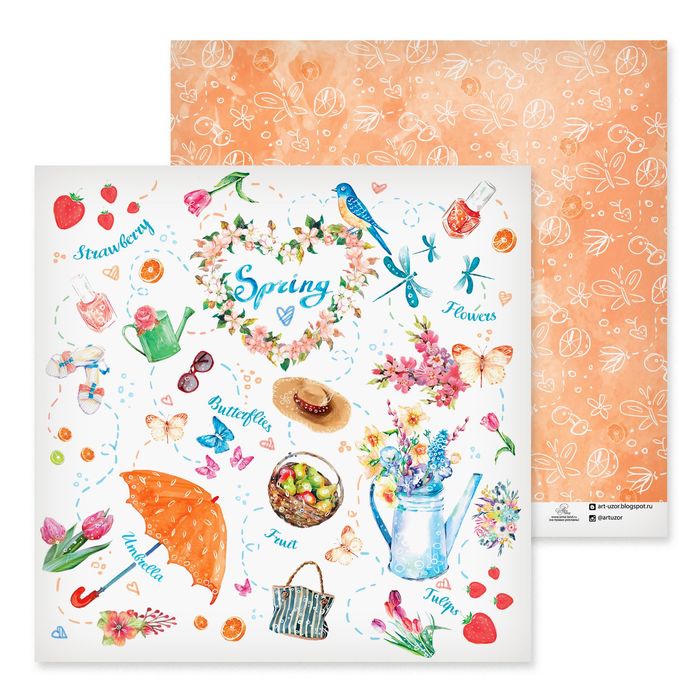 Бумага для скрапбукинга Spring, 30,5 х 30,5 см
