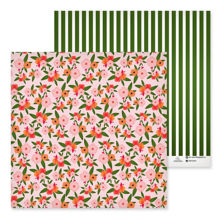 Бумага для скрапбукинга "Зеленое лето", 30.5х30.5 см