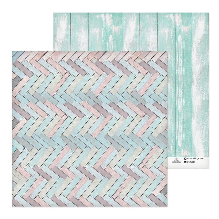 Бумага для скрапбукинга "Мятные досочки", 30,5х30,5 см