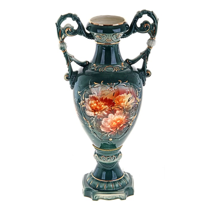 Ваза напольная "Флорена" хризантемы, зелёная