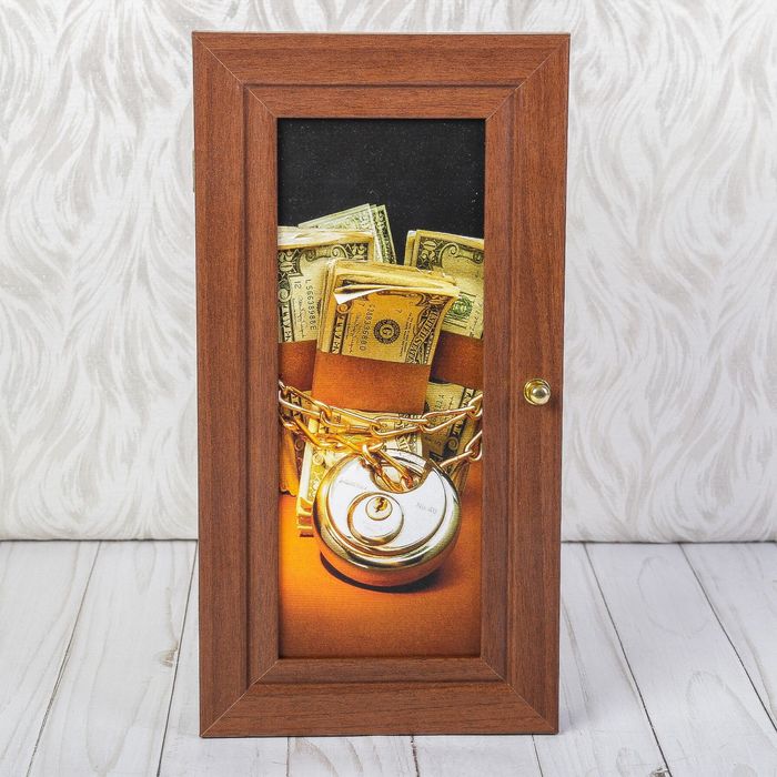 Ключница "Время — деньги", орех