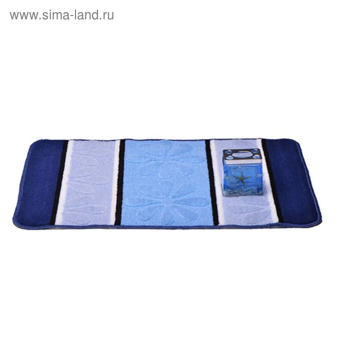 Коврик для ванной «Ромашка», 50 х 80 см, цвет синий коврик для ванной aquarius камушки цвет синий 50×50 см