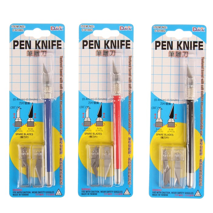 Инструмент для творчества нож + 15 лезвий пластик, металл МИКС 14,5 см 20,3х6,5 см