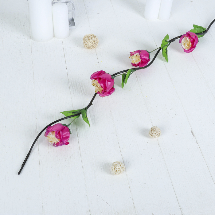 Декоративная ветка "Роза с блёстками", микс