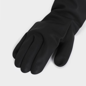 Перчатки хозяйственные резиновые Доляна, размер L, защитные, химически стойкие, 100 гр, цвет чёрный от Сима-ленд
