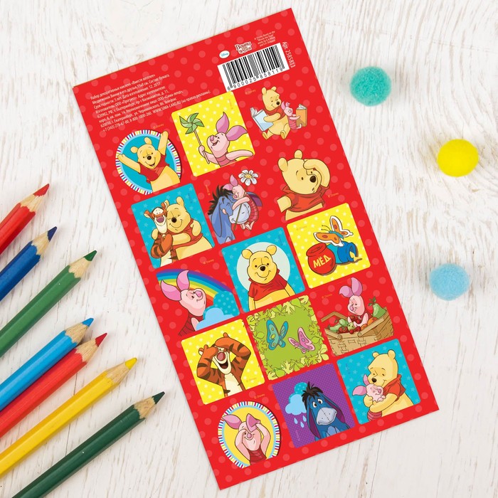 Наклейки детские "Вместе веселее" Медвежонок Винни и его друзья, 15 х 8 см