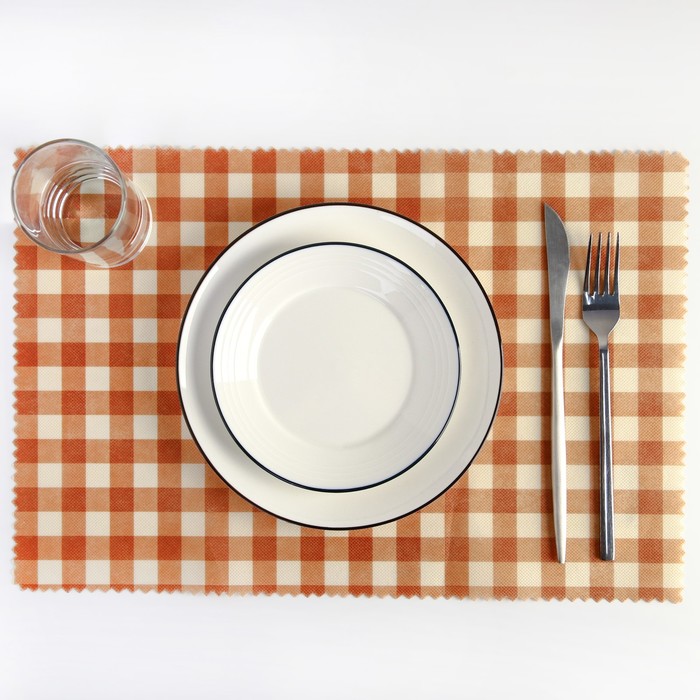 Салфетка кухонная "Клетка" 41х28 см, цвет коричневый