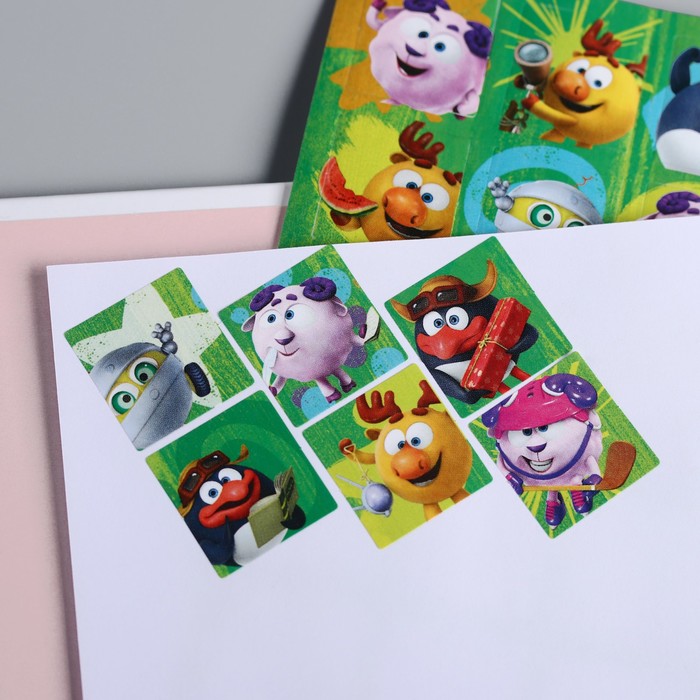 Наклейки детские декоративные СМЕШАРИКИ "Друзья!" зеленый, 15 х 8 см