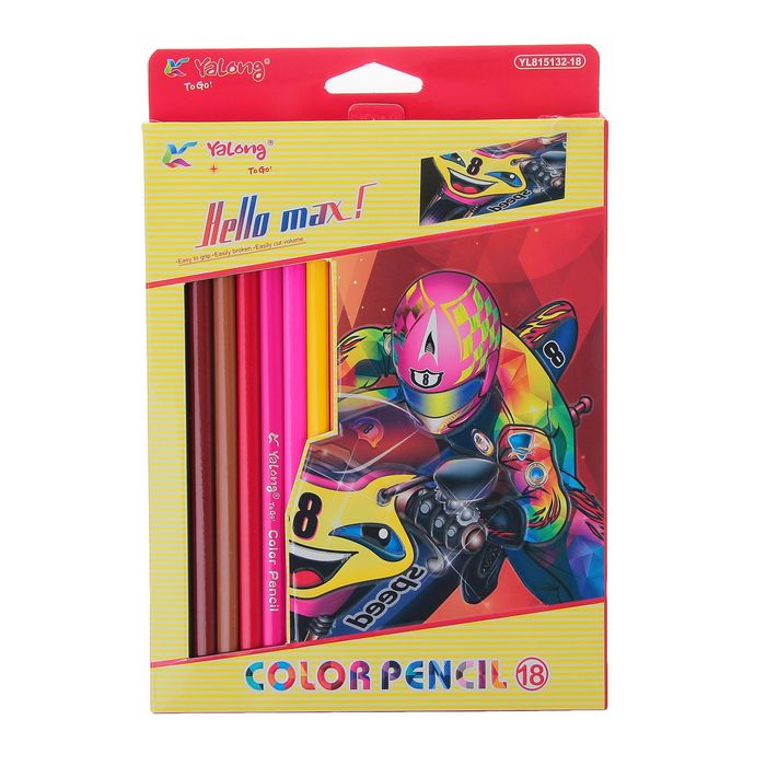 Карандаши 18цв в картонной коробке Yalong заточенные трехгранные МИКС