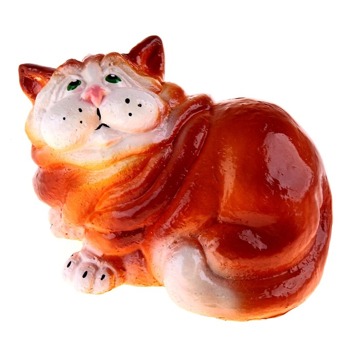 Копилка "Сидящий кот" рыже-белая