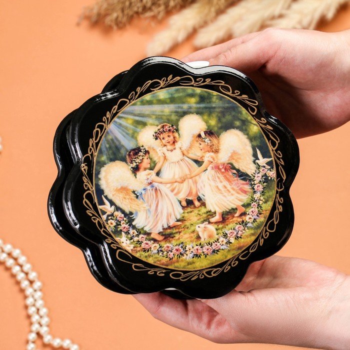 Шкатулка «Ангелы», 16×16 см, лаковая миниатюра, микс