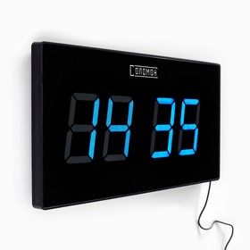 Часы настенные электронные "Элегант", синие цифры, 47.5х3.5х23 см