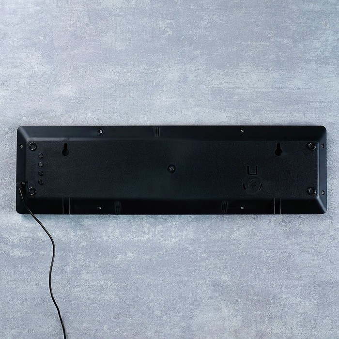 Часы настенные электронные «Классика», длинные, цифры красные, от сети, 18 х 4 х 10 см