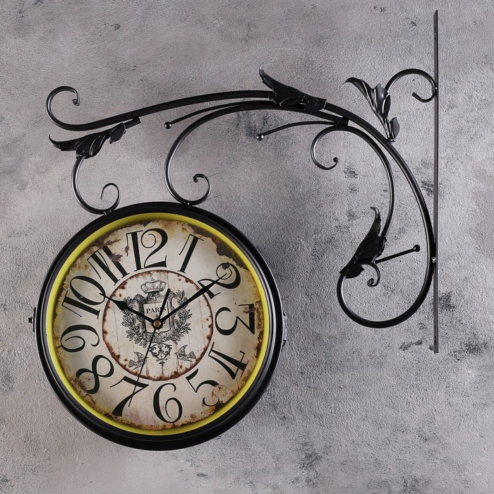 Часы настенные ретро "Train station", 10*45*45см (цифреблат d=23 см)