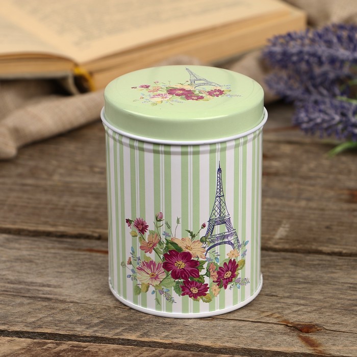 Шкатулка металл "Эйфелева башня. Герберы" 9х7х7 см