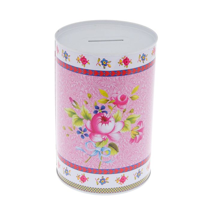 Копилка металл "Яркие цветы" 15,2х10х10 см