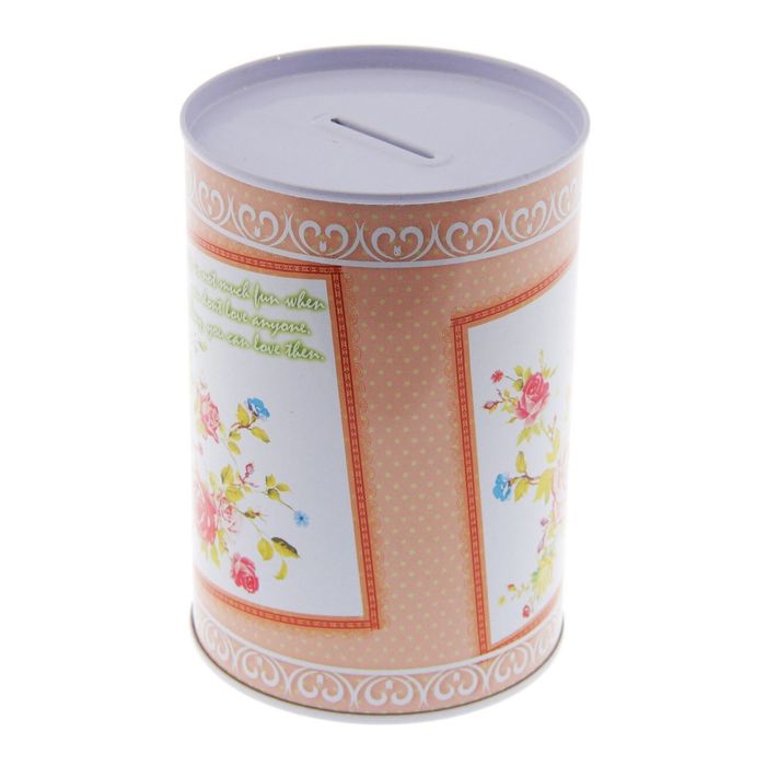 Копилка металл "Розы на розовом" 12,2х8,2х8,2 см