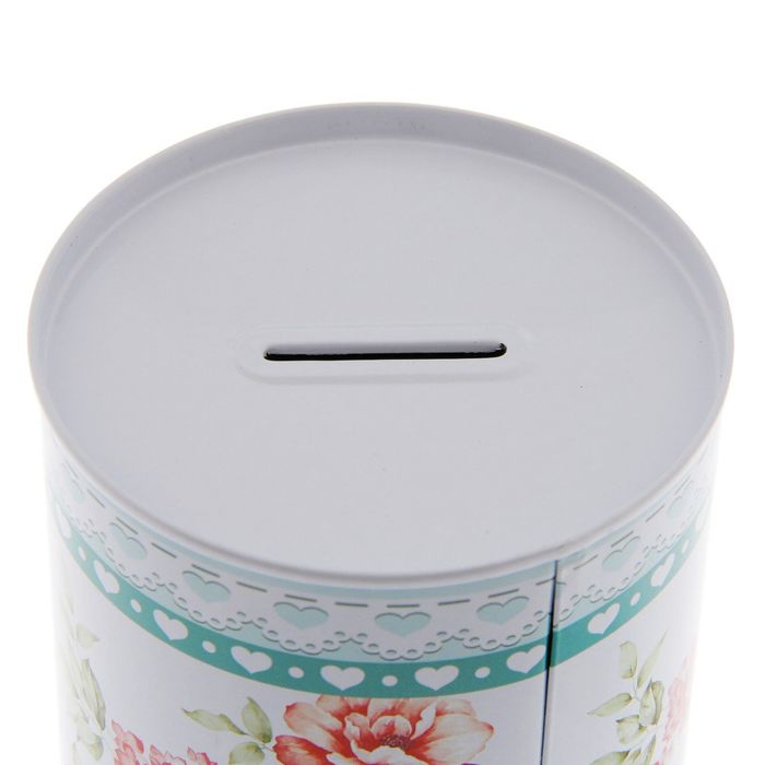 Копилка металл "Королевские пионы" 12,2х8,2х8,2 см