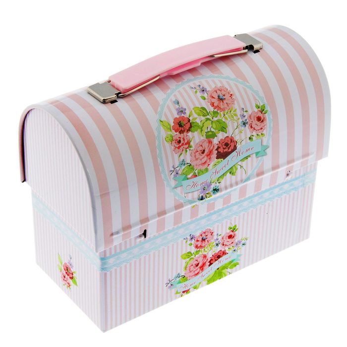 Копилка металл сундучок "Милый дом" 13,5х17,2х8,2 см