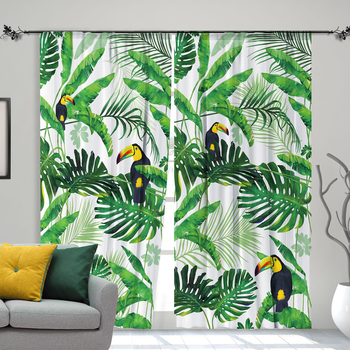 Комплект штор "Этель" Тропики 145*260 см-2 шт, 100% п/э, 140 г/м2