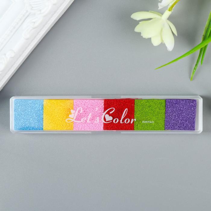 Штемпельная подушка "Цветная" (набор 6 цветов) 12,4х2,4 см